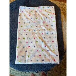 POTTERY  BARN  KIDS Pastel Love Hearts Twin Flat Sheet Organic Cotton